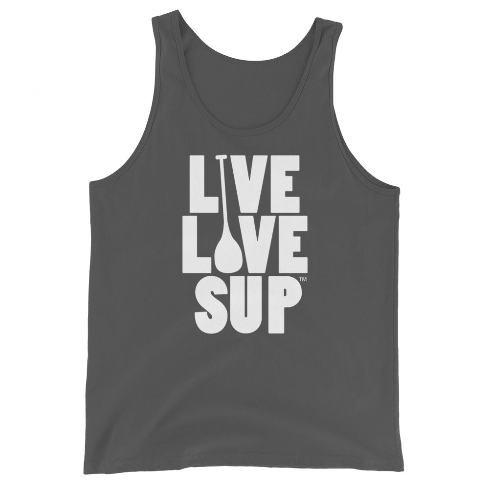 Live Love SUP Full Front White Logo Unisex Tank Top – LIVE LOVE SUP